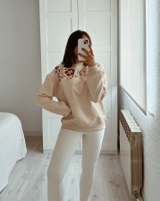 Sudadera allò bordada beige