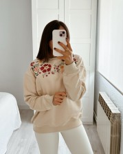 Sudadera allò bordada beige