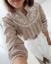 Blusa vichy beige