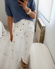 Pantalón corazones bordados azules